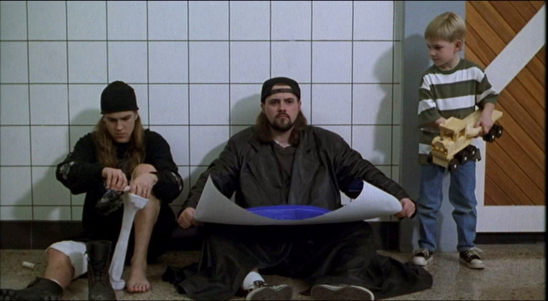 Jay and Silent Bob in Mallrats (above) and Clerks II (below), the latter of which features an oddly delightful, Jersey-positive dance number.